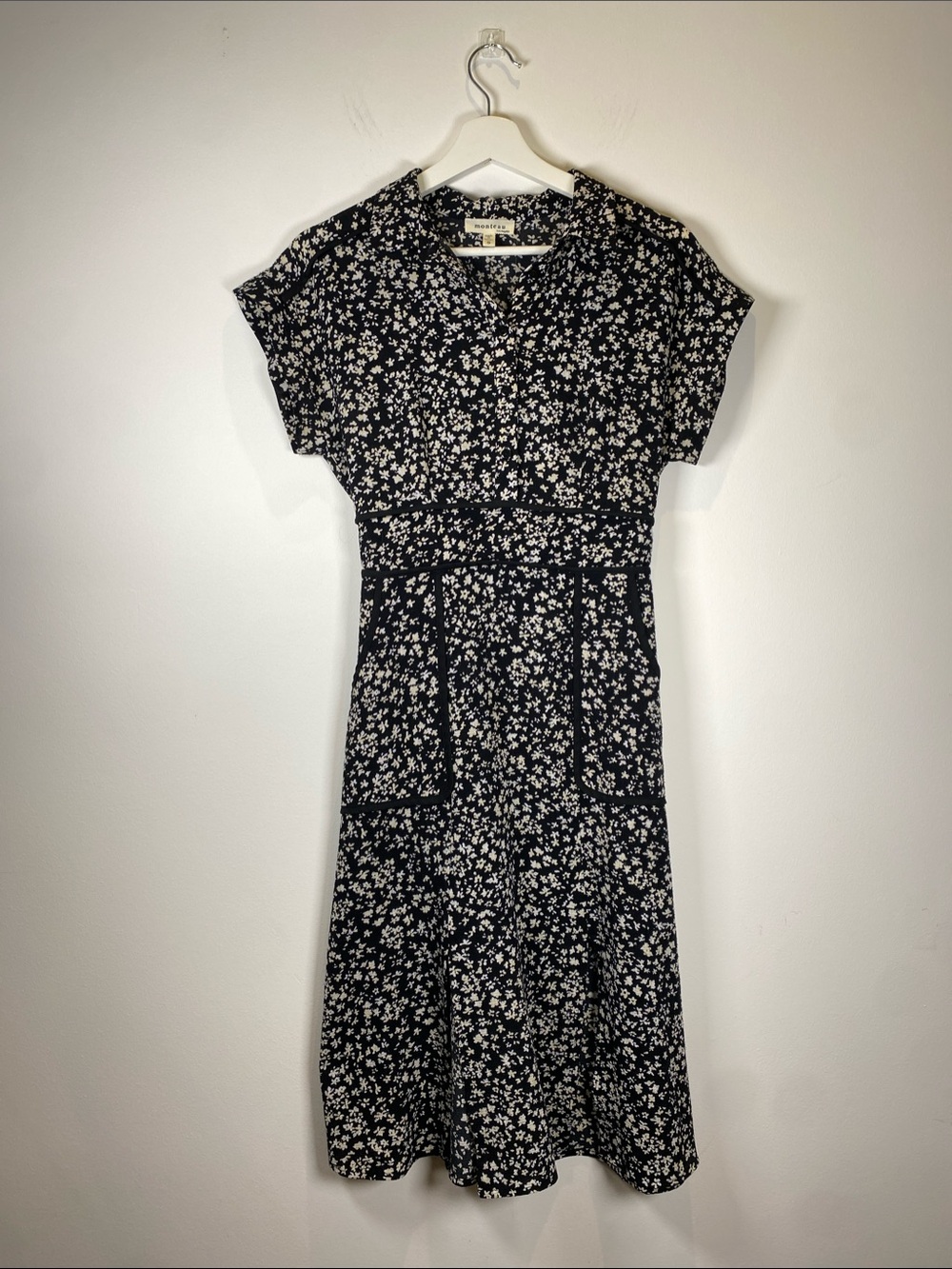 Monteau - Black and White Floral Midi Dress - Size S
